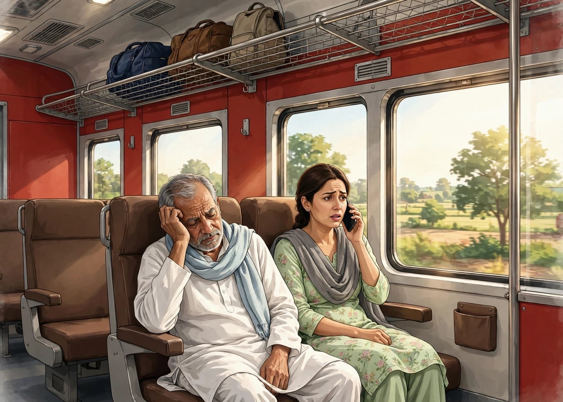 Step 1 — the patient's relative calls AIVA from the moving train